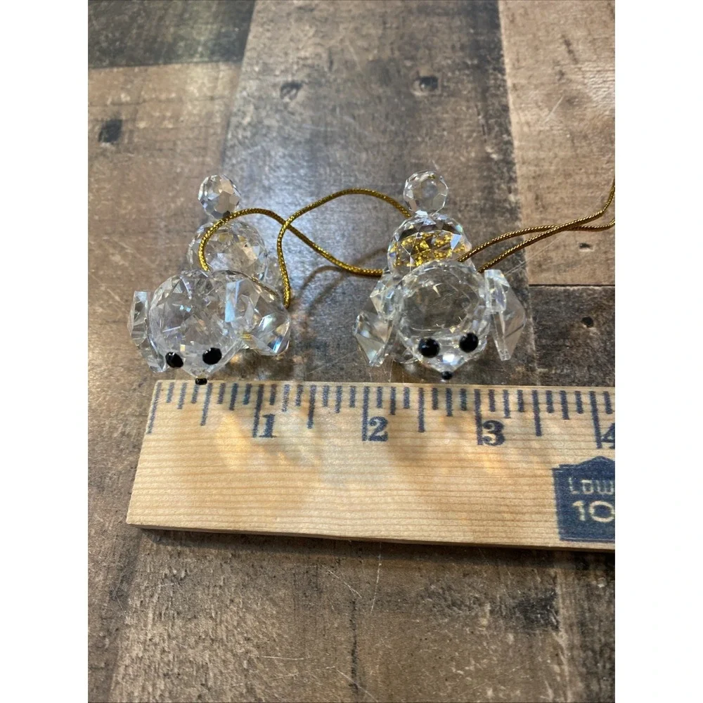 Set of 2 Vintage AMC New York Crystal Dog Puppy Miniature‎ Figurines Ornaments